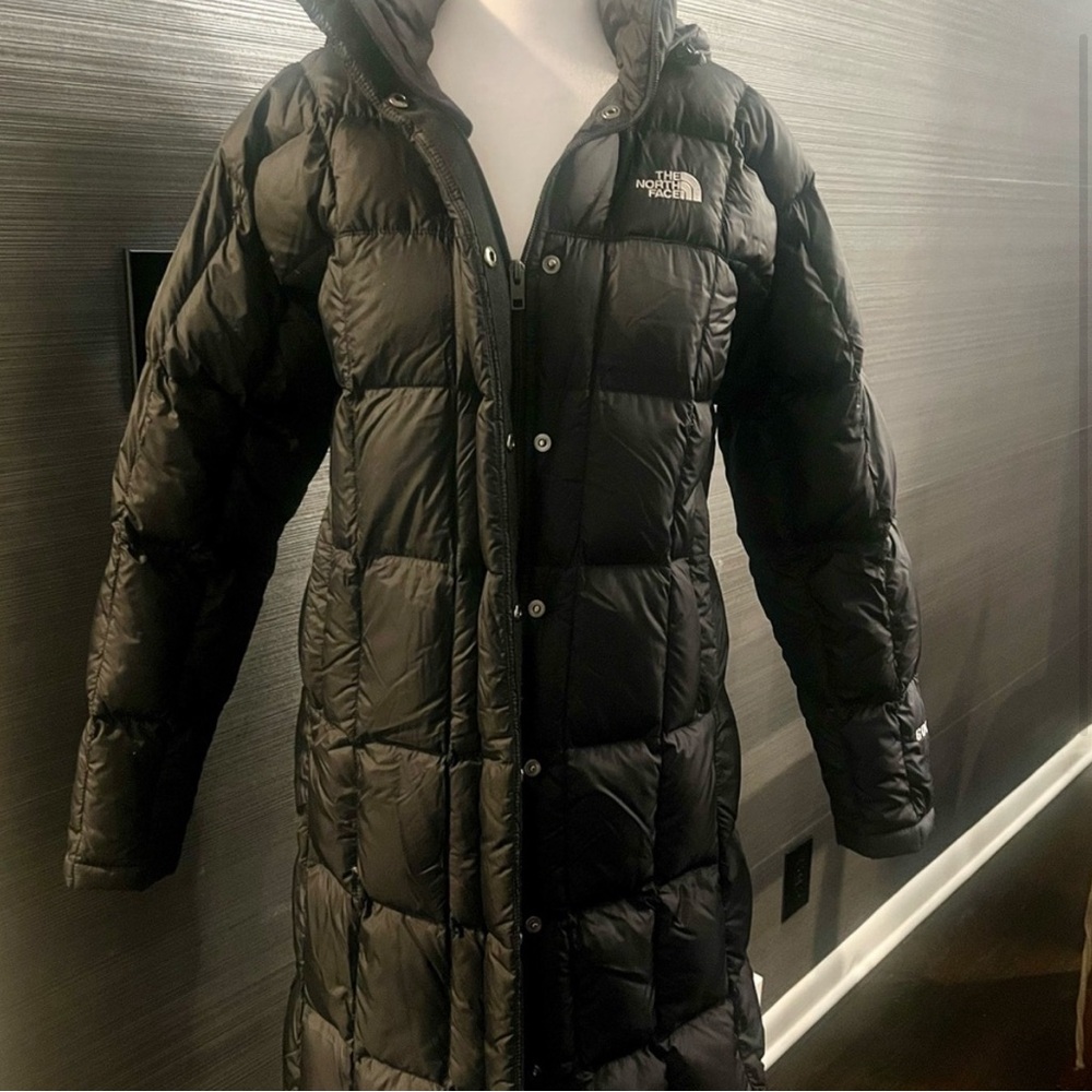 Women’s black long North Face puffer coat